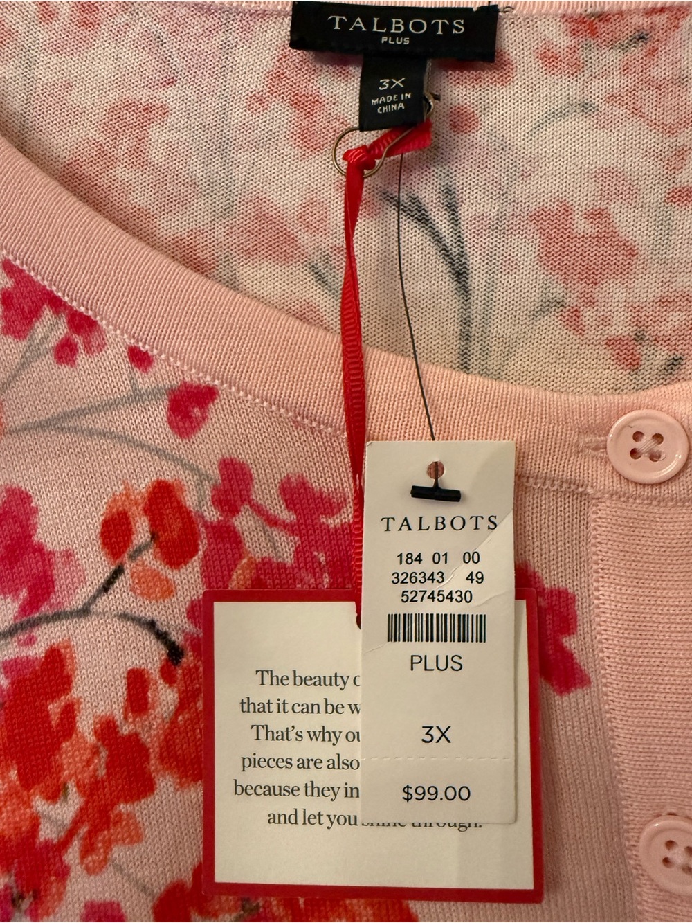 Talbots Pink and Coral Floral Pullover Sweater - Picture 2 of 3
